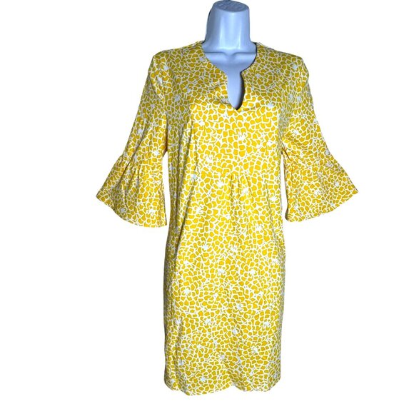 Jude Connally Kerry Dress jude cloth sz small lemon yellow white print - Picture 1 of 7